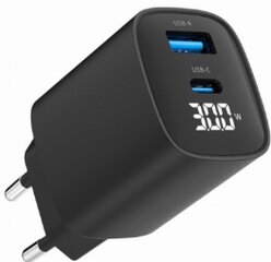 Lādētājs Gembird USB Type-C + USB Type-A LCD Black цена и информация | Зарядные устройства для телефонов | pigu.lt