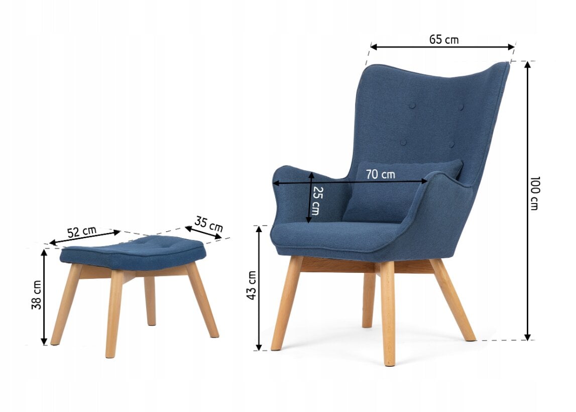 Fotelis Sofotel Norse, mėlyna kaina ir informacija | Svetainės foteliai | pigu.lt