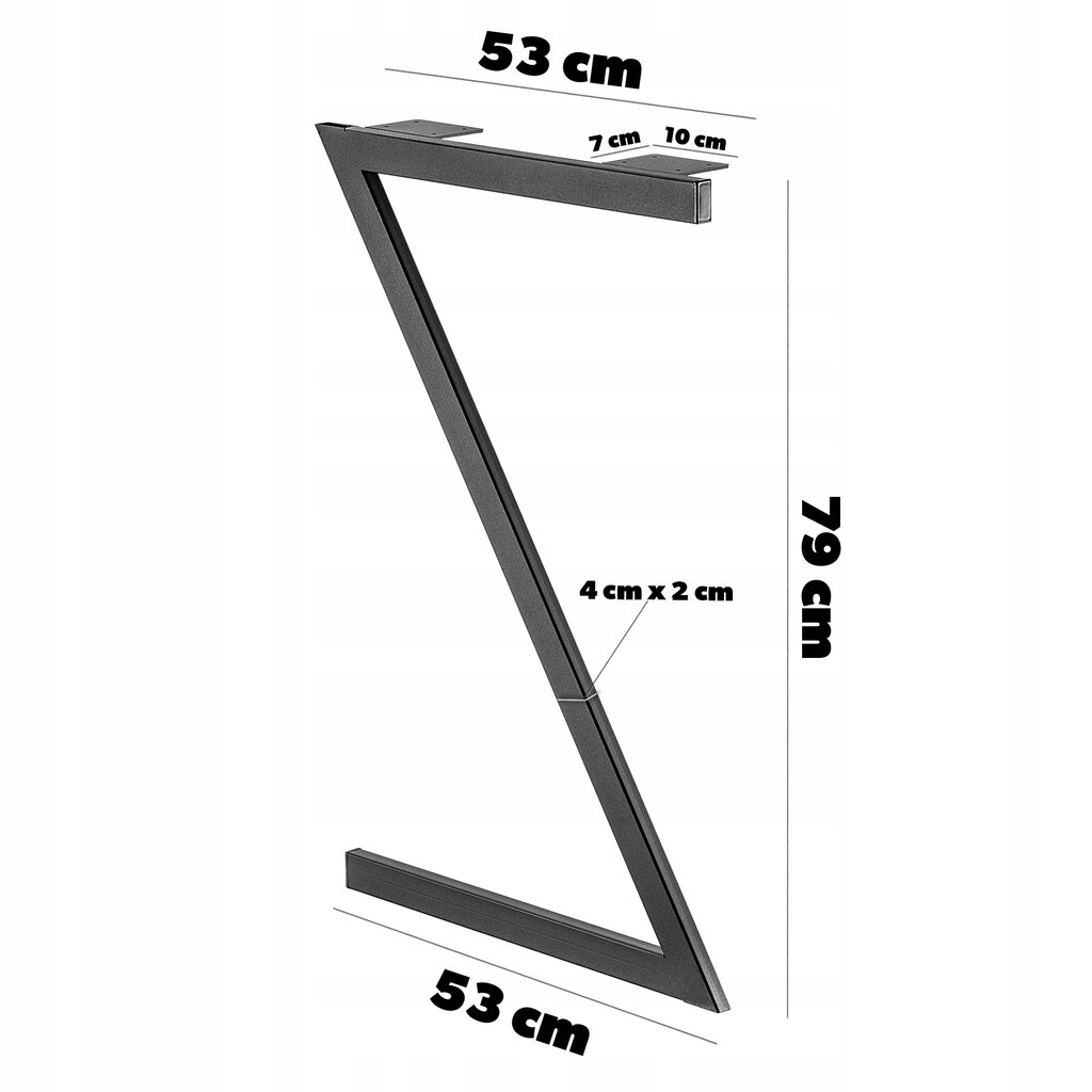 Metalinės stalo kojos Loft Desk, 53x79 cm, juodi kaina ir informacija | Kosmetiniai staliukai | pigu.lt