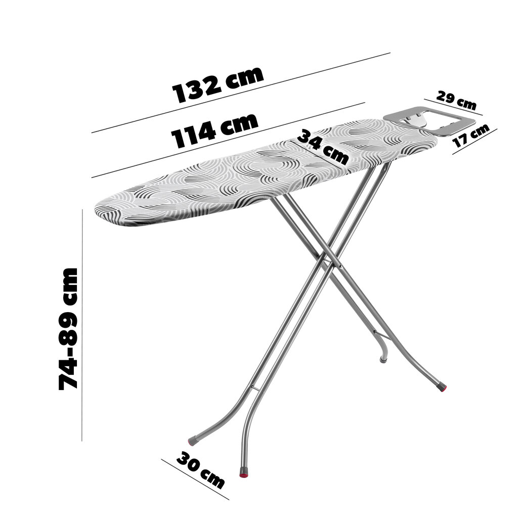 Lyginimo lenta su lygintuvo laikikliu, sulankstoma, standartinė, 114x34cm kaina ir informacija | Lyginimo lentos | pigu.lt