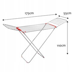 Skalbinių džiovintuvas Statomas stabilus 175 cm Rūbams Sulankstomas apatinis trikotažas Didelis kaina ir informacija | Skalbinių džiovyklos ir aksesuarai | pigu.lt