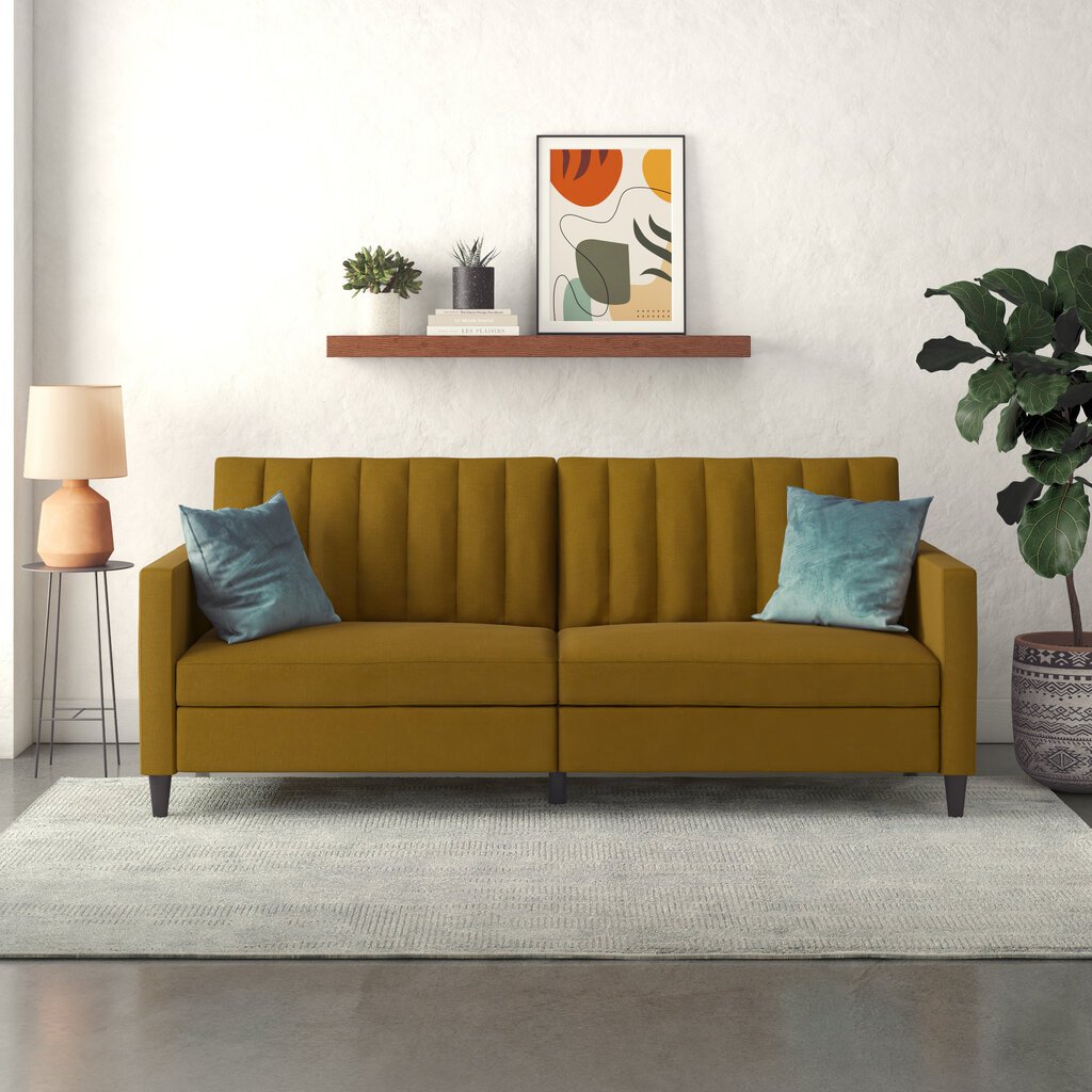 Dvivietė sofa-lova Dorel Home Celine, geltona цена и информация | Sofos, sofos-lovos | pigu.lt