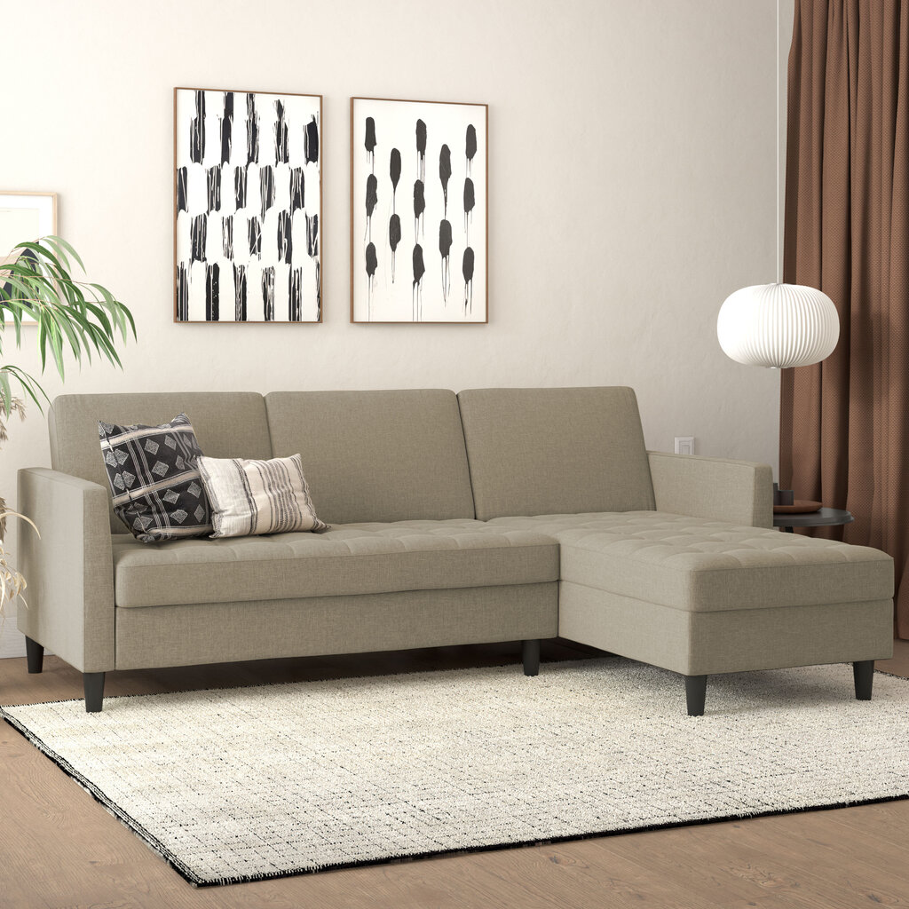 Trivietė sofa-lova Dorel Home Presley, ruda kaina ir informacija | Sofos | pigu.lt