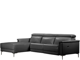 Trivietė sofa reglaineris Loft24 Lund, juoda kaina ir informacija | Sofos | pigu.lt