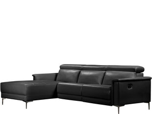 Trivietė sofa reglaineris Loft24 Lund, juoda kaina ir informacija | Sofos | pigu.lt