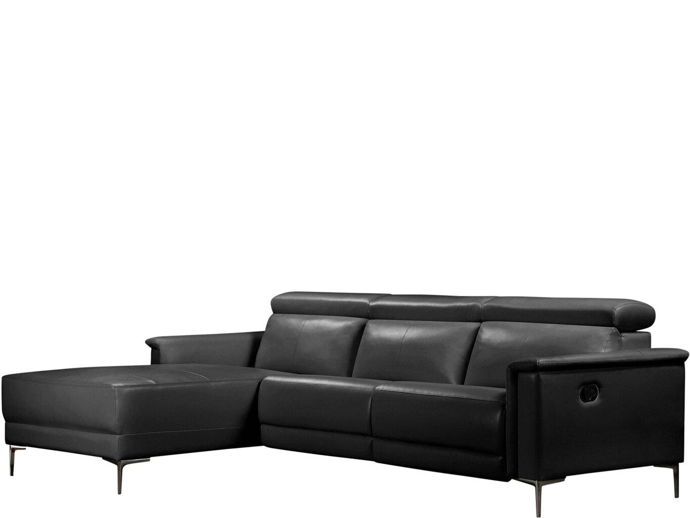 Trivietė sofa reglaineris Loft24 Lund, juoda kaina ir informacija | Sofos | pigu.lt