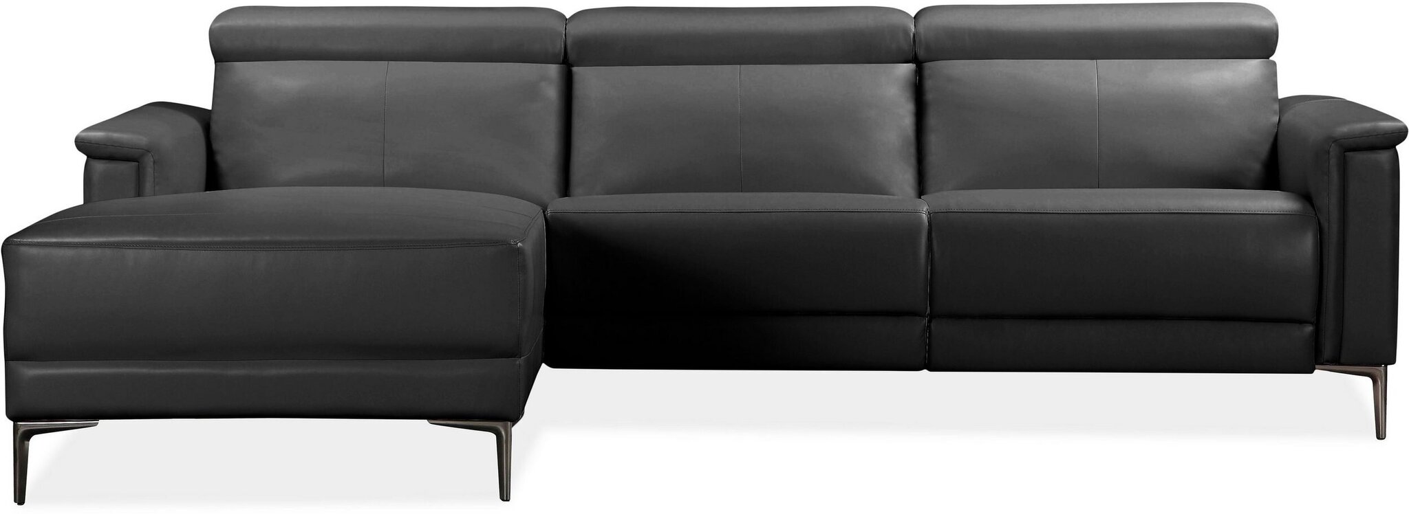 Trivietė sofa reglaineris Loft24 Lund, juoda kaina ir informacija | Sofos | pigu.lt