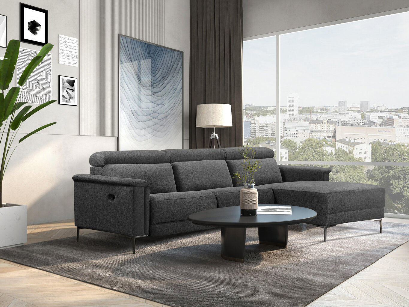 Sofa reglaineris Loft24 Lund, pilka kaina ir informacija | Sofos | pigu.lt