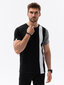 marškinėliai su vertikaliais kontrastingais elementais - juodi v1 om-tsct-22ss-006 kaina ir informacija | Vyriški marškinėliai | pigu.lt