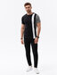 marškinėliai su vertikaliais kontrastingais elementais - juodi v1 om-tsct-22ss-006 kaina ir informacija | Vyriški marškinėliai | pigu.lt