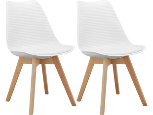 2-jų valgomojo kėdžių komplektas Loft24 Armin, baltas kaina ir informacija | Virtuvės ir valgomojo kėdės | pigu.lt