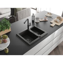 Granitinė plautuvė Mexen Carlo su maišytuvu Flora 6518-75-670401-70-B, juoda/auksinė metallic kaina ir informacija | Virtuvinės plautuvės | pigu.lt