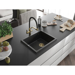 Granitinė plautuvė Mexen Pedro 6508561000-73-G, juoda/sidabrinė metallic kaina ir informacija | Virtuvinės plautuvės | pigu.lt