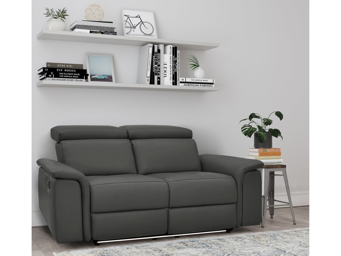 Dvivietė sofa Loft24 Pareli, juoda цена и информация | Sofos | pigu.lt