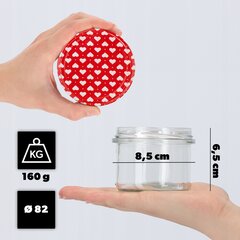 100x stikliniai stiklainiai, 235 ml konservams, medus, uogienė + dangteliai Fi82 kaina ir informacija | Konservavimo indai ir  priedai | pigu.lt