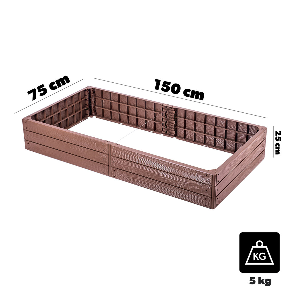 Greengrocer pakeliama lova Garden Box Gėlių lova Ruda 150x75cm kaina ir informacija | Loveliai | pigu.lt