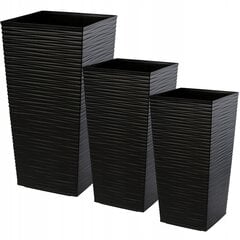 3x gėlių vazono įdėklo rinkinys Tall Black 68cm kaina ir informacija | Loveliai | pigu.lt