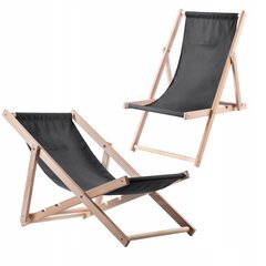 Garden Beach Deckchair Mediniai gultai 2 vnt kaina ir informacija | Gultai | pigu.lt