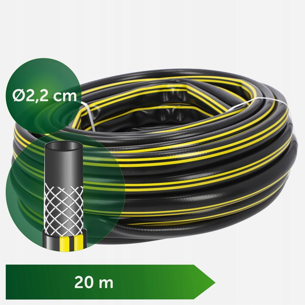 Sodo žarna 20 m 3/4" 3 sluoksnių PVC kaina ir informacija | Laistymo įranga, purkštuvai | pigu.lt