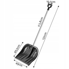 Лопата для снега Большая лопата для снега с алюминиевым валом, черная цена и информация | Садовые инструменты | pigu.lt