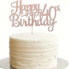 '1 шт., бумажный топпер для торта на 40-летие, блестящие приветствия к 40 годам, украшение для торта на день рождения на 40-летие, вечерние украшения, поставки, черный пасхальный подарок' цена и информация | Праздничные декорации | pigu.lt