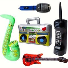 '5vnt 90s 80s pripučiamas radijas pripučiamas mikrofonas pripučiamas mobilusis telefonas pripučiami akiniai vakarėlio puošmena hiphopo tema diskoteka gimtadienio vakarėlio rekvizitai garland' kaina ir informacija | Dekoracijos šventėms | pigu.lt