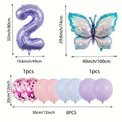 '10 шт. синие воздушные шары-бабочки, воздушные шары из алюминиевой фольги 81,28 см, фиолетовые воздушные шары из полиэфирной пленки, подходящие для тематических вечеринок с бабочками' цена и информация | Праздничные декорации | pigu.lt