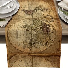'1vnt stalo bėgikas retro jūrinis pasaulio žemėlapis stalo bėgikas' kaina ir informacija | Dekoracijos šventėms | pigu.lt
