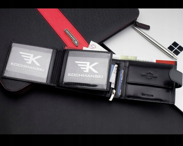 Kochmanski piniginė, natūrali oda, juoda K-439L - vyriška цена и информация | Vyriškos piniginės, kortelių dėklai | pigu.lt