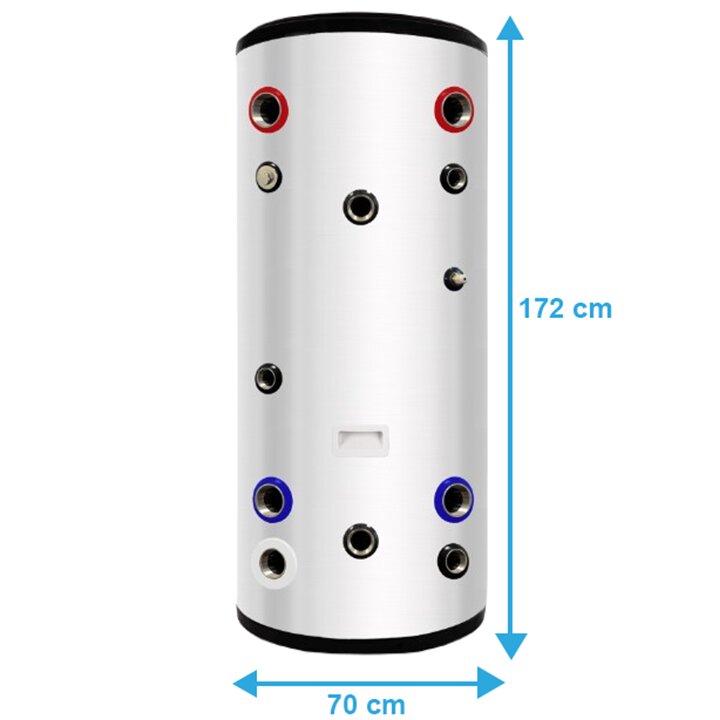 Nerūdijančio plieno 500 l buferinė talpykla su ritiniu 4,2 m^2 kaina ir informacija | Vandens šildytuvai | pigu.lt