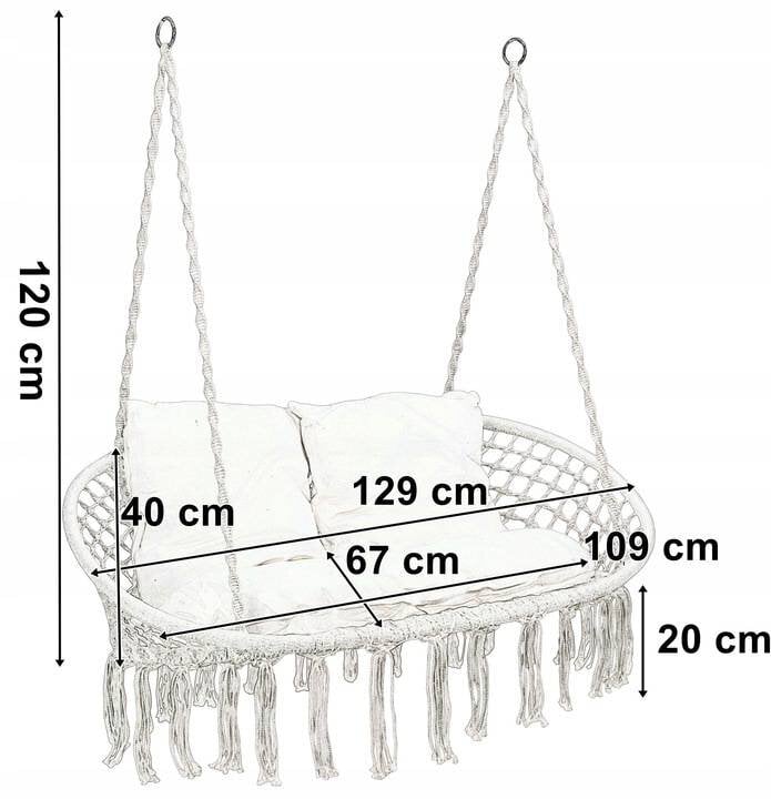 Braziliškos sūpynės Gockowiak 109 cm 300 kg, smėlio kaina ir informacija | Lauko sūpynės | pigu.lt