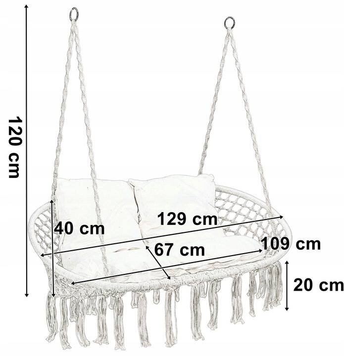 Braziliškos sūpynės Gockowiak 109 cm 300 kg, pilka kaina ir informacija | Lauko sūpynės | pigu.lt