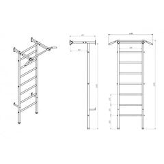 Švediška sienelė metalinė , BruStyle 228x114x66cm kaina ir informacija | Gimnastikos sienelės | pigu.lt