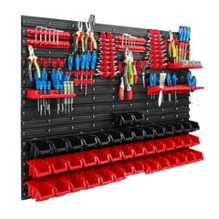 Dirbtuvėms skirta daiktų laikymo sistema su lentynomis | 117 x 78 cm | 44 vnt. dėžių | kaina ir informacija | Įrankių dėžės, laikikliai | pigu.lt
