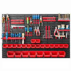 Dirbtuvėms skirta daiktų laikymo sistema su lentynomis | 117 x 78 cm | 24 vnt. dėžių | kaina ir informacija | Įrankių dėžės, laikikliai | pigu.lt