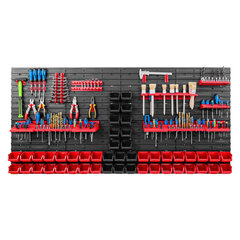 Dirbtuvėms skirta daiktų laikymo sistema su lentynomis | 156 x 78 cm | 48 vnt. dėžių | kaina ir informacija | Įrankių dėžės, laikikliai | pigu.lt