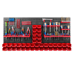 Dirbtuvėms skirta daiktų laikymo sistema su lentynomis | 156 x 78 cm | 40 vnt. dėžių | kaina ir informacija | Įrankių dėžės, laikikliai | pigu.lt