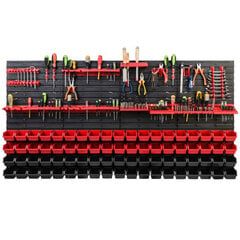Dirbtuvėms skirta daiktų laikymo sistema su lentynomis | 156 x 78 cm | 76 vnt. dėžių | kaina ir informacija | Įrankių dėžės, laikikliai | pigu.lt