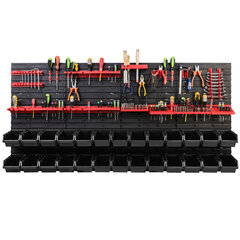 Dirbtuvėms skirta daiktų laikymo sistema su lentynomis | 156 x 78 cm | 26 vnt. dėžių | kaina ir informacija | Įrankių dėžės, laikikliai | pigu.lt