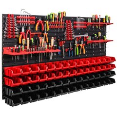 Dirbtuvėms skirta daiktų laikymo sistema su lentynomis | 156 x 78 cm | 60 vnt. dėžių | kaina ir informacija | Įrankių dėžės, laikikliai | pigu.lt