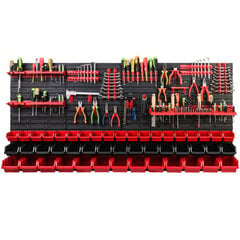 Dirbtuvėms skirta daiktų laikymo sistema su lentynomis | 156 x 78 cm | 47 vnt. dėžių | kaina ir informacija | Įrankių dėžės, laikikliai | pigu.lt