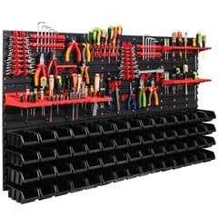 Dirbtuvėms skirta daiktų laikymo sistema su lentynomis | 156 x 78 cm | 60 vnt. dėžių | kaina ir informacija | Įrankių dėžės, laikikliai | pigu.lt