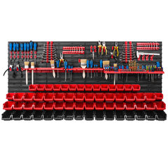 Dirbtuvėms skirta daiktų laikymo sistema su lentynomis | 156 x 78 cm | 62 vnt. dėžių | kaina ir informacija | Įrankių dėžės, laikikliai | pigu.lt