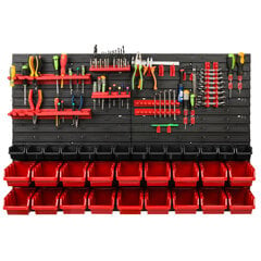 Dirbtuvėms skirta daiktų laikymo sistema su lentynomis | 115 x 78 cm | 32 vnt. dėžių | kaina ir informacija | Įrankių dėžės, laikikliai | pigu.lt
