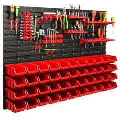 Dirbtuvėms skirta daiktų laikymo sistema su lentynomis | 115 x 78 cm | 44 vnt. dėžių | kaina ir informacija | Įrankių dėžės, laikikliai | pigu.lt