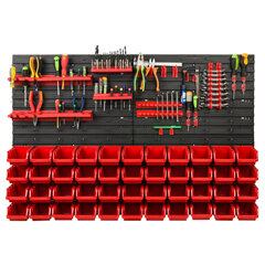 Dirbtuvėms skirta daiktų laikymo sistema su lentynomis | 115 x 78 cm | 44 vnt. dėžių | kaina ir informacija | Įrankių dėžės, laikikliai | pigu.lt