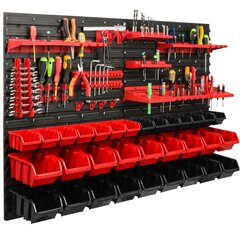 Dirbtuvėms skirta daiktų laikymo sistema su lentynomis | 115 x 78 cm | 32 vnt. dėžių | kaina ir informacija | Įrankių dėžės, laikikliai | pigu.lt