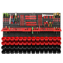 Dirbtuvėms skirta daiktų laikymo sistema su lentynomis | 115 x 78 cm | 56 vnt. dėžių | kaina ir informacija | Įrankių dėžės, laikikliai | pigu.lt