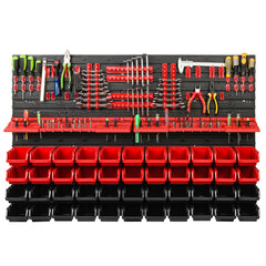 Dirbtuvėms skirta daiktų laikymo sistema su lentynomis | 115 x 78 cm | 44 vnt. dėžių | kaina ir informacija | Įrankių dėžės, laikikliai | pigu.lt