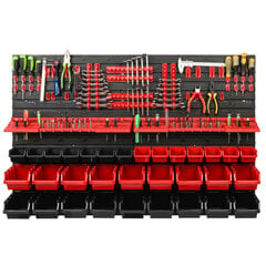 Dirbtuvėms skirta daiktų laikymo sistema su lentynomis | 115 x 78 cm | 32 vnt. dėžių | kaina ir informacija | Įrankių dėžės, laikikliai | pigu.lt